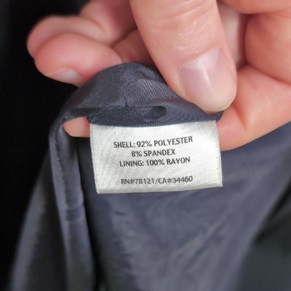 Eileen Fisher | Black Trench Pea Coat Notched Lapel and Classic Style Size L - Picture 10 of 10